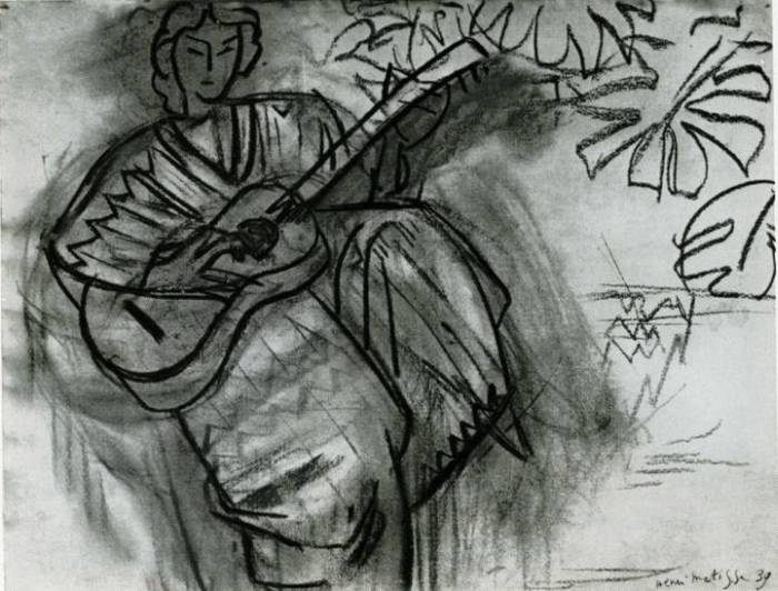 «Женщина с гитарой», уголь, 1939 год «Женщина с гитарой», уголь, 1939 год