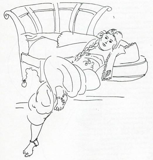 «Одалиска с мавританским креслом», тушь, 1928 год «Одалиска с мавританским креслом», тушь, 1928 год