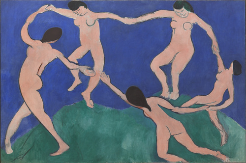 «Танец» (I), оригинальное название Dance (I). Холст, масло. 259.7 x 390.1 см. Начало 1909 года.